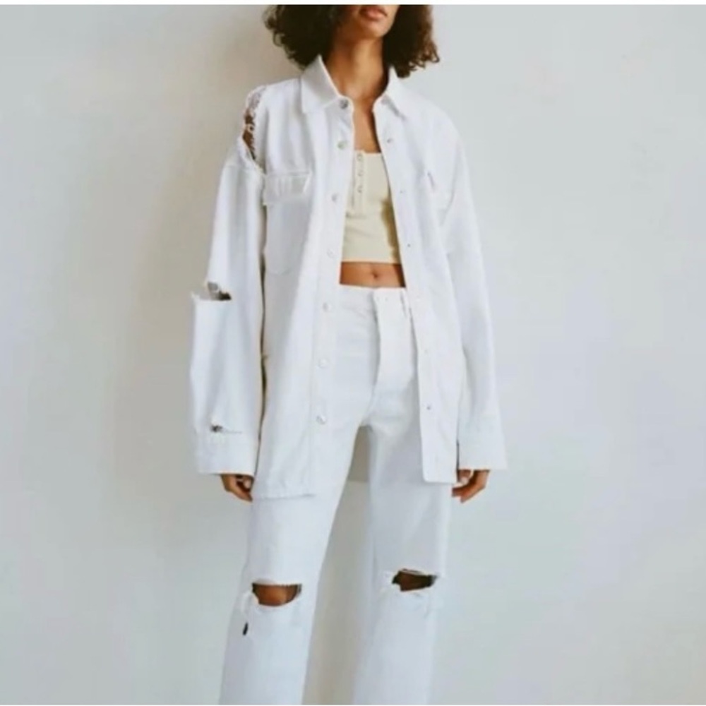 Zara Off-White high waist Denim Pants
